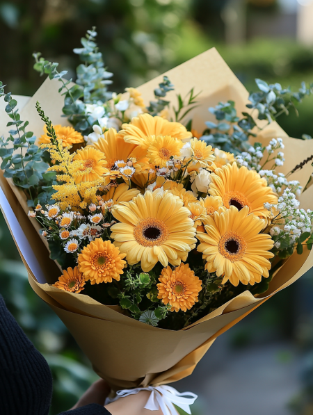 Gerberas y flores amarillas